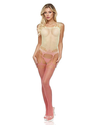 Lapdance Lingerie Pink Mirage Suspender Bodystocking - Os
