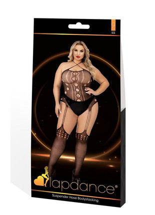 Lapdance Lingerie Suspender Hose Bodystocking - Queen Size - Black
