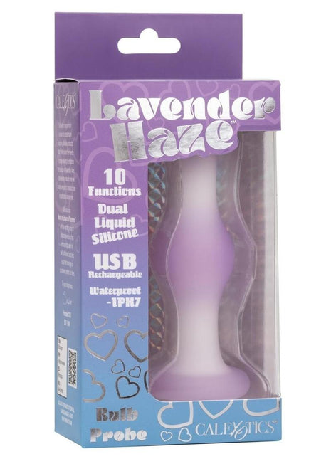Lavender Haze Bulb Probe Silicone Rechargeable Anal Plug - Purple/White