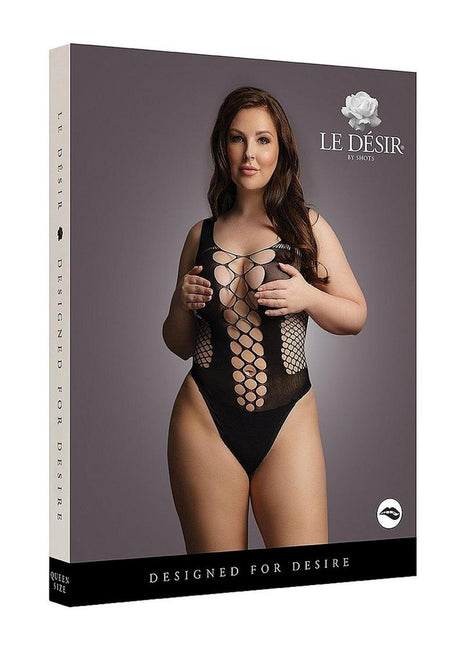 Le Desir Contrast Fence Net Teddy - Black - Queen