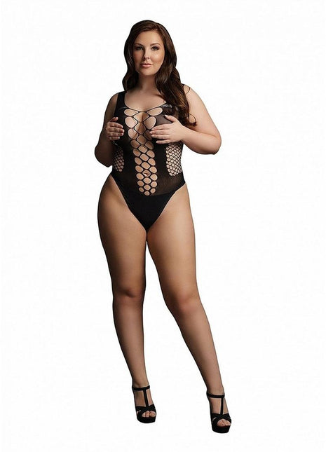 Le Desir Contrast Fence Net Teddy - Black - Queen