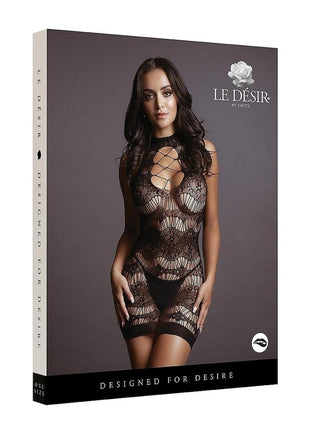 Le Desir Criss Cross Neck Mini Dress - Black - One Size