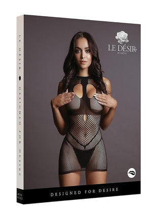 Le Desir Duo Net Open Cup Mini Dress - Black - One Size
