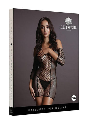 Le Desir Duo Net Sleeved Mini Dress - Black - One Size