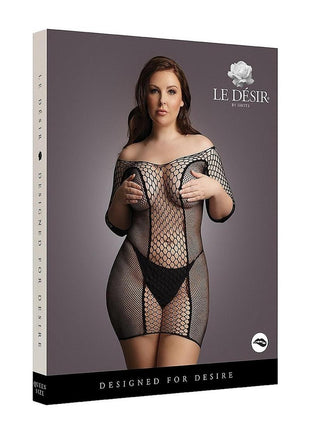 Le Desir Duo Net Sleeved Mini Dress - Black - Queen