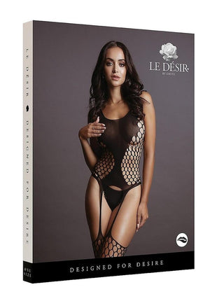 Le Desir Fence Suspender Bodystocking - Black - One Size