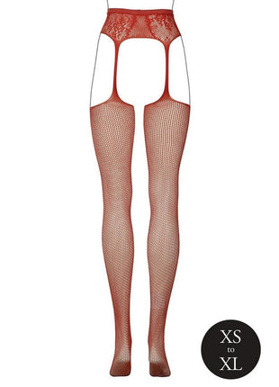Le Desir Fishnet and Lace Garterbelt Stocking - One Size - Sunset Glow