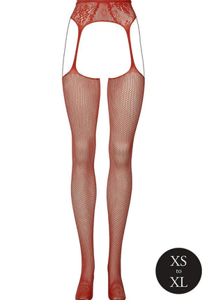 Le Desir Fishnet and Lace Garterbelt Stocking - One Size - Sunset Glow
