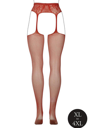 Le Desir Fishnet and Lace Garterbelt Stocking - Queen - Sunset Glow