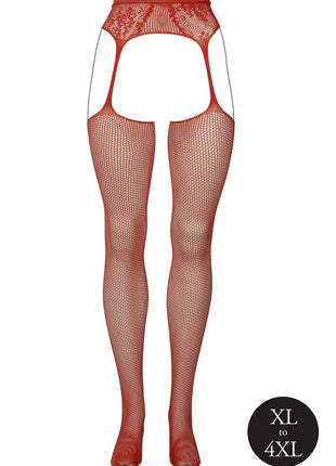 Le Desir Fishnet and Lace Garterbelt Stocking - Queen - Sunset Glow - Orange - Queen