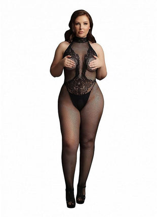 Le Desir Fishnet Lace Bodystocking - Black - Queen