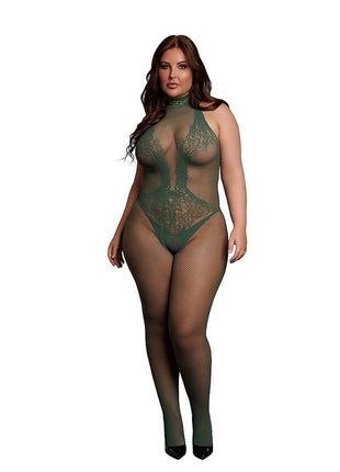 Le Desir Fishnet Lace Bodystocking - Green - Queen