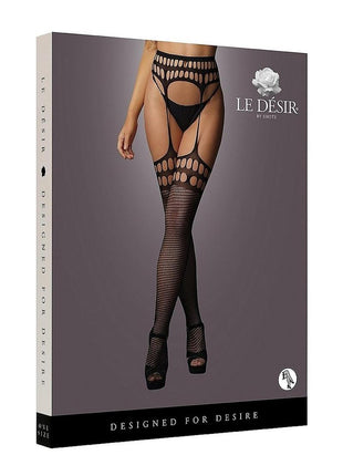 Le Desir Garterbelt Stockings with Open Design - Black - One Size