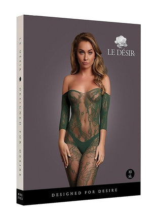 Le Desir Lace Long Sleeved Bodystocking - Green - One Size
