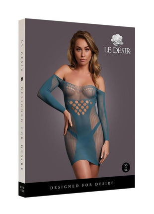Le Desir Long Sleeved Net Mini Dress - Blue - One Size