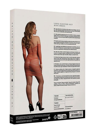 Le Desir Long Sleeved Net Mini Dress - One Size - Sunset Glow