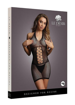 Le Desir Peek-A-Boo Fishnet Dress - Black - One Size