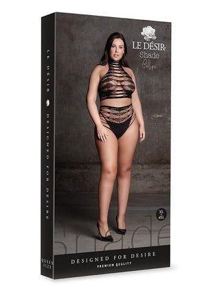 Le Desir Shade Carpo Xlvi Two Piece with Turtleneck, Crop Top and Pantie - Black - Queen