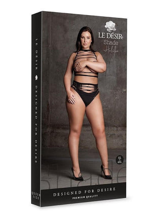 Le Desir Shade Helike Xlv Two Piece with Open Cups, Crop Top and Pantie - Black - Queen