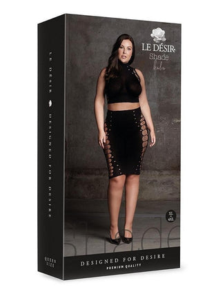 Le Desir Shade Kala Xxxvii Two Piece with Turtleneck, Crop Top and Skirt - Black - Queen