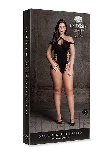 Le Desir Shade Leda Xiii Body with Crossed Neckline and Off Shoulder Straps - Black - Queen