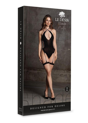 Le Desir Shade Metis Xvi Body with Garter and Crossed Neckline - Black - One Size