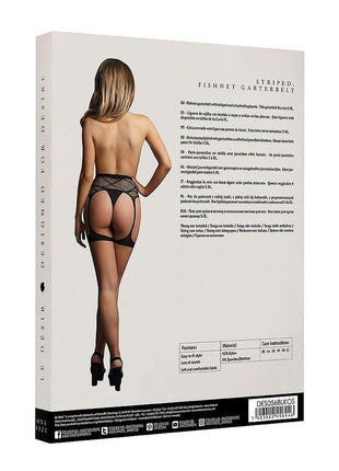 Le Desir Striped Fishnet Garterbelt