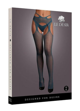 Le Desir Suspender Pantyhose with Strappy Waist - Blue - One Size