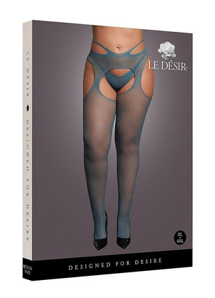 Le Desir Suspender Pantyhose with Strappy Waist - Blue - Queen
