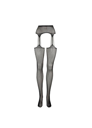 Le Desir Suspender Rhinestone Pantyhose - Black - One Size