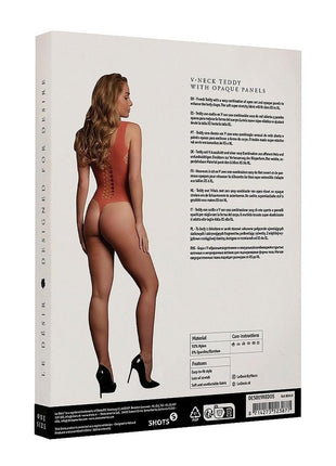 Le Desir V-Neck Teddy with Opaque Panels - One Size - Sunset Glow