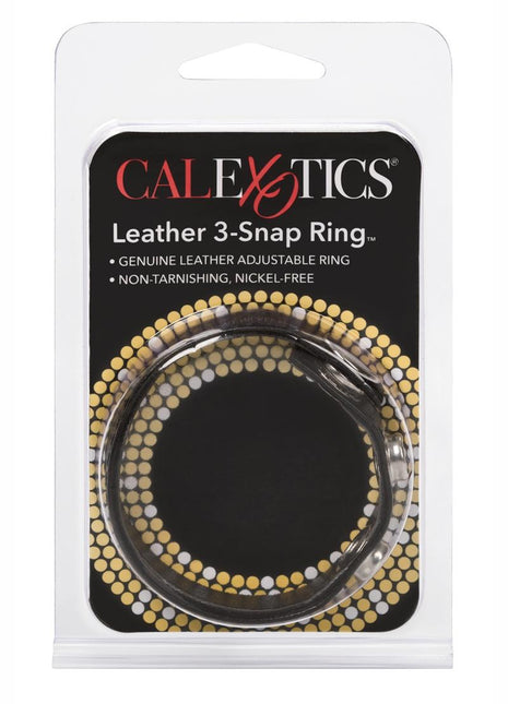 Leather 3 Snap Ring Cock - Black
