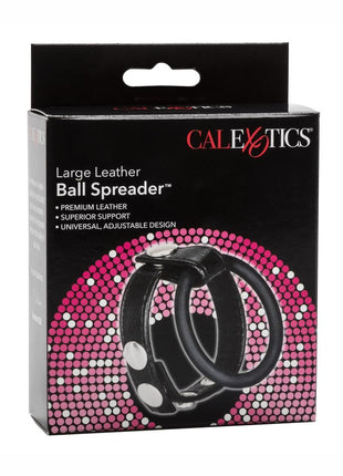 Leather Ball Spreader Cock Ring - Black - Large