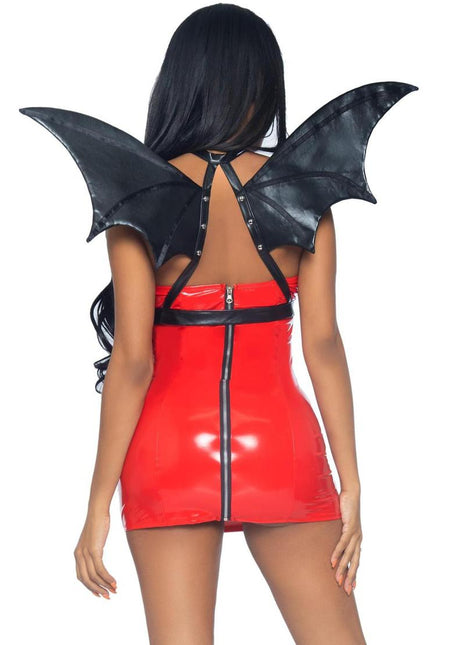Leg Avenue Bat Wing Body Harness Faux Leather - Black - One Size