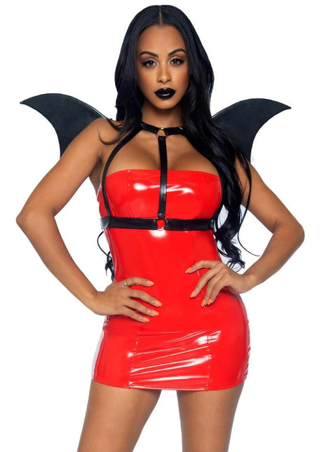Leg Avenue Bat Wing Body Harness Faux Leather - Black - One Size