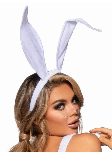 Leg Avenue Bendable Velvet Bunny Ears - White - One Size
