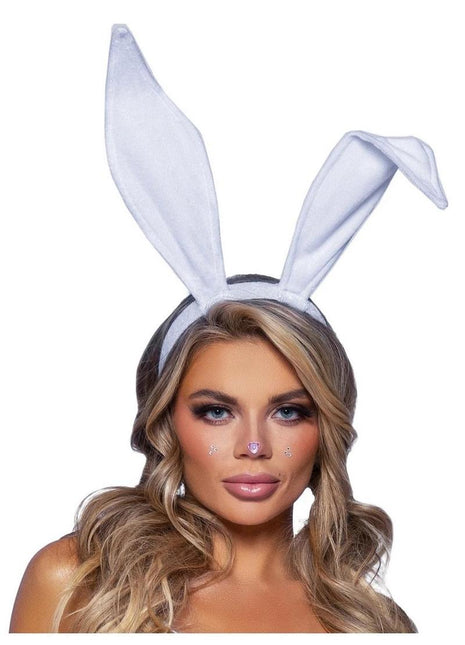 Leg Avenue Bendable Velvet Bunny Ears - White - One Size