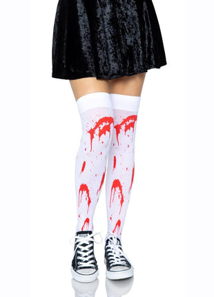 Leg Avenue Bloody Zombie Thigh High - Red/White - One Size