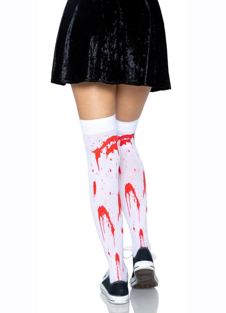 Leg Avenue Bloody Zombie Thigh High - Red/White - One Size