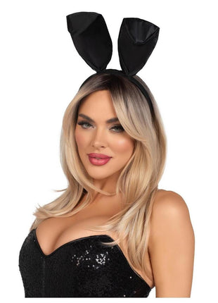 Leg Avenue Bunny Kit Pin-On Tail and Bendable Satin Ear Headband - Black/White - One Size