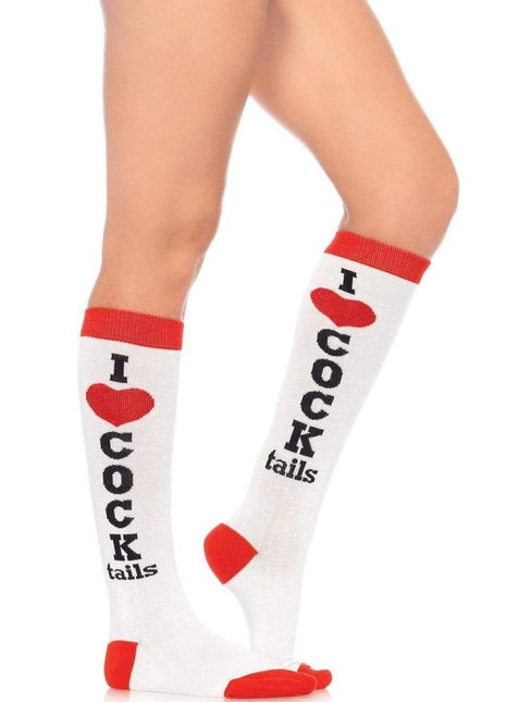 Leg Avenue Cocktails Knee Socks - Red/White - One Size