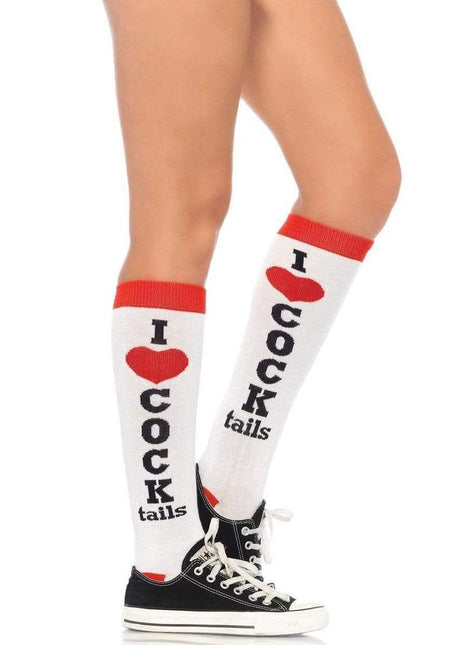 Leg Avenue Cocktails Knee Socks - Red/White - One Size