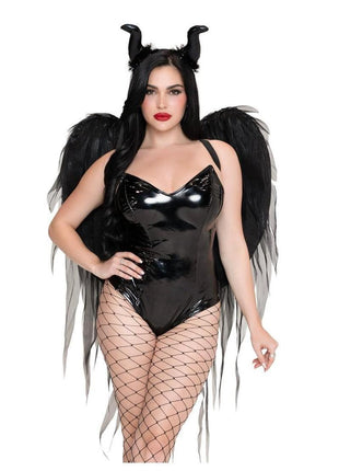 Leg Avenue Dark Enchantress Chiffon Wings and Horn Headband - Black - One Size - 2 Piece