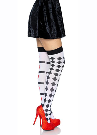 Leg Avenue Harlequin and Heart Thigh High