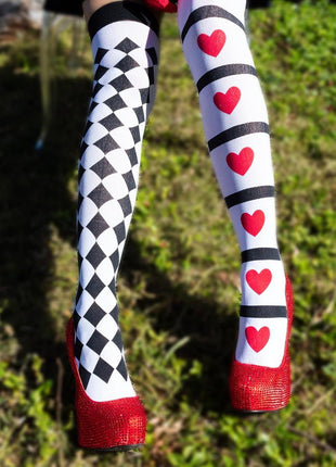 Leg Avenue Harlequin and Heart Thigh High