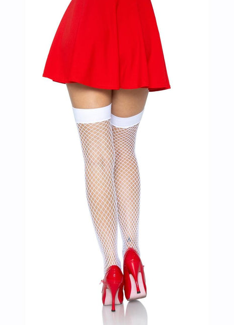 Leg Avenue Industrial Net Thigh High - Red/White - One Size