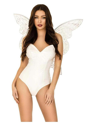 Leg Avenue Iridescent Glitter Fairy Wings with Flower Accent - Multicolor - One Size