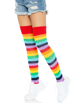 Leg Avenue Lycra Acrylic Rainbow Thigh High - Multicolor - One Size