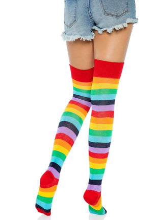 Leg Avenue Lycra Acrylic Rainbow Thigh High - Multicolor - One Size