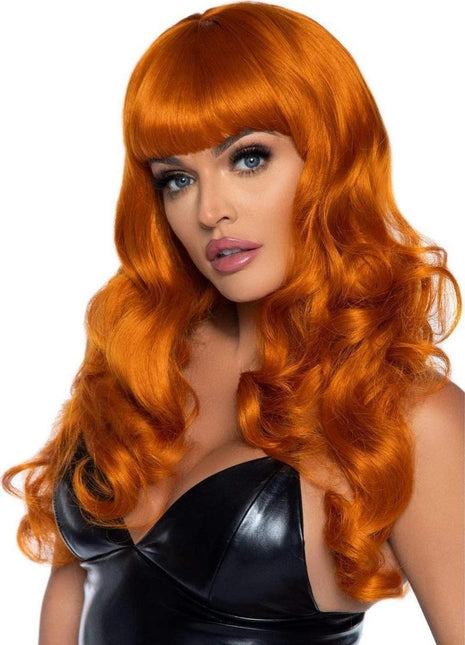 Leg Avenue Misfit Long Wavy Bang Wig - One Size - Ginger - Orange - One Size